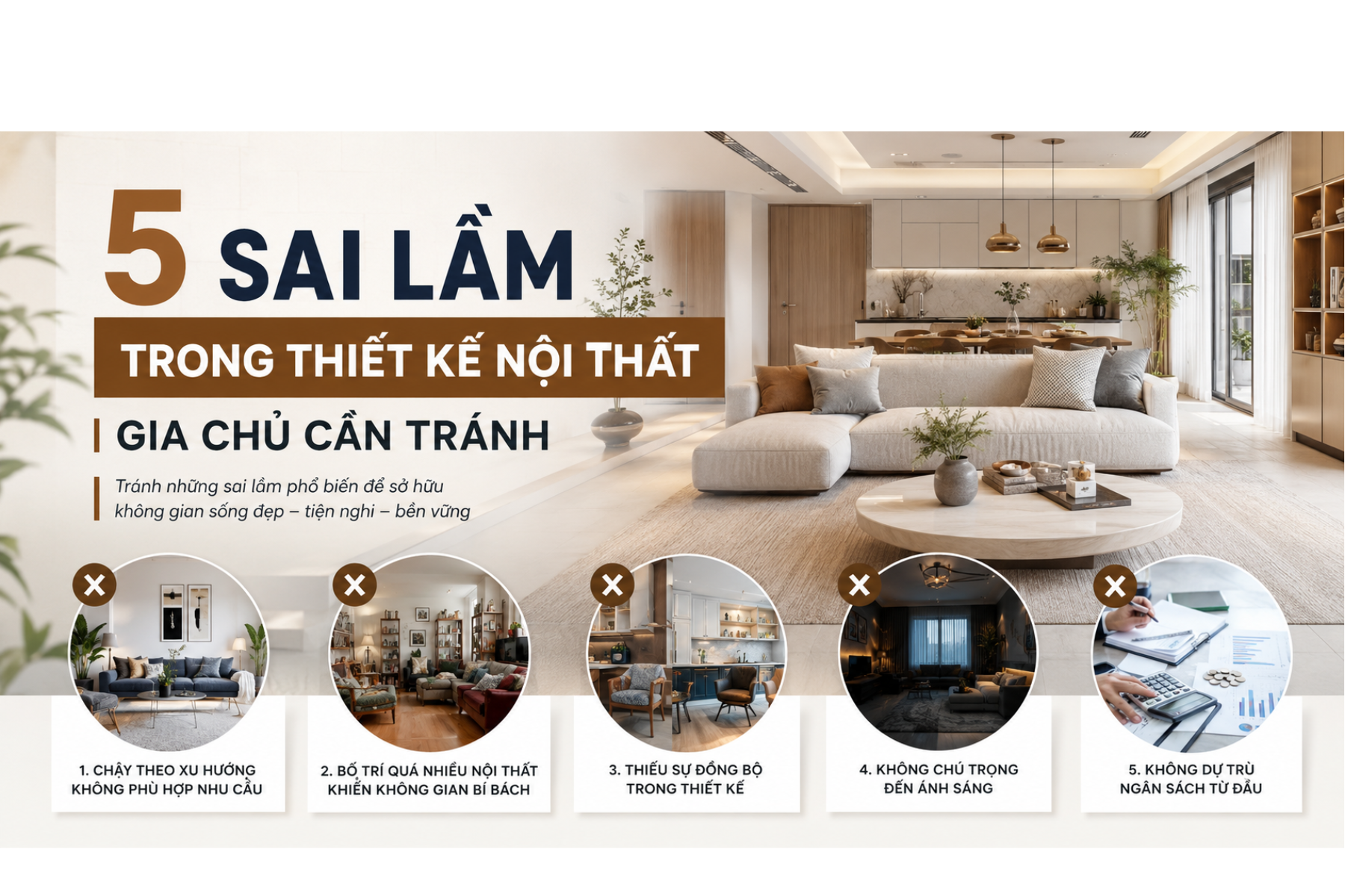 5 Sai Lầm Trong Thiết Kế Nội Thất Gia Chủ Cần Tránh