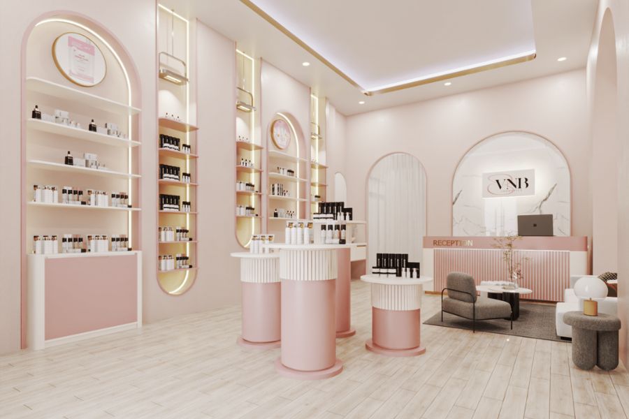 Thiết Kế Nội Thất Trọn Gói Shop Mỹ Phẩm Tại Hà Nội